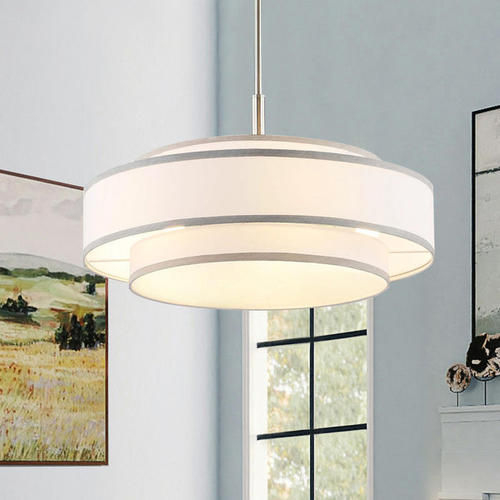 Aasim 5 - Lustre tambour à abat-jour clair