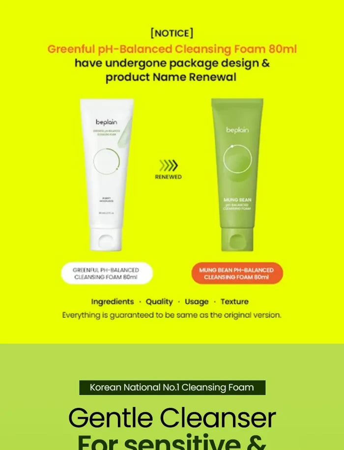 Beplain Mung Bean PH-Balanced Cleansing Foam 80Ml