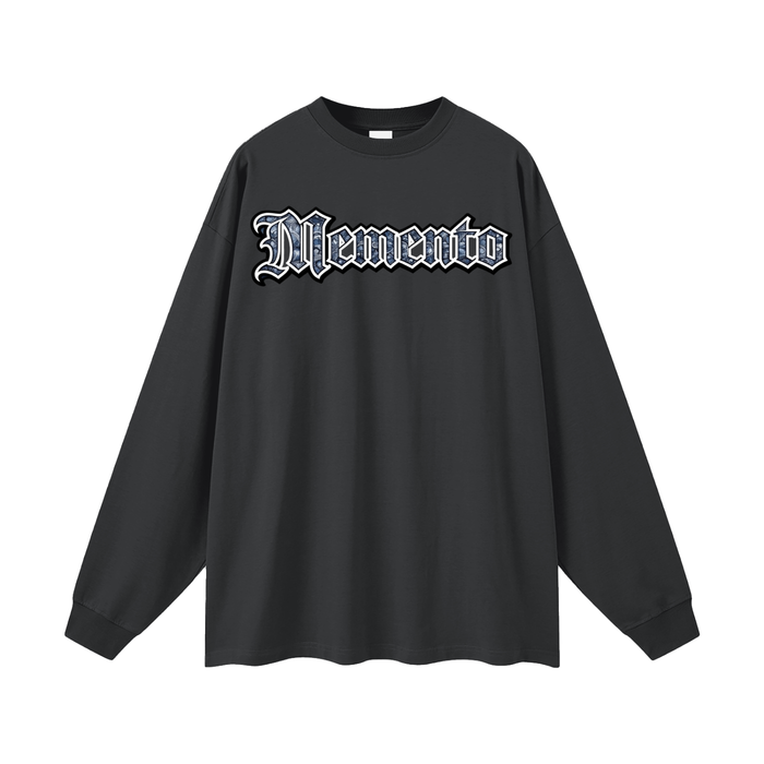 Blue Paisley Logo Oversized Unisex Long Sleeve T-Shirt - Memento Mori Clothing