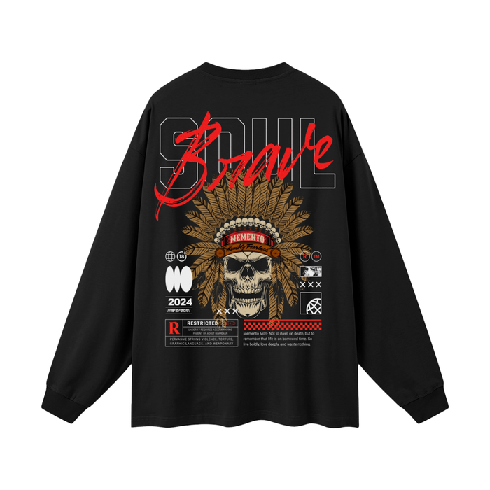 Brave Soul Oversized Unisex Long Sleeve T-Shirt - Memento Mori Clothing