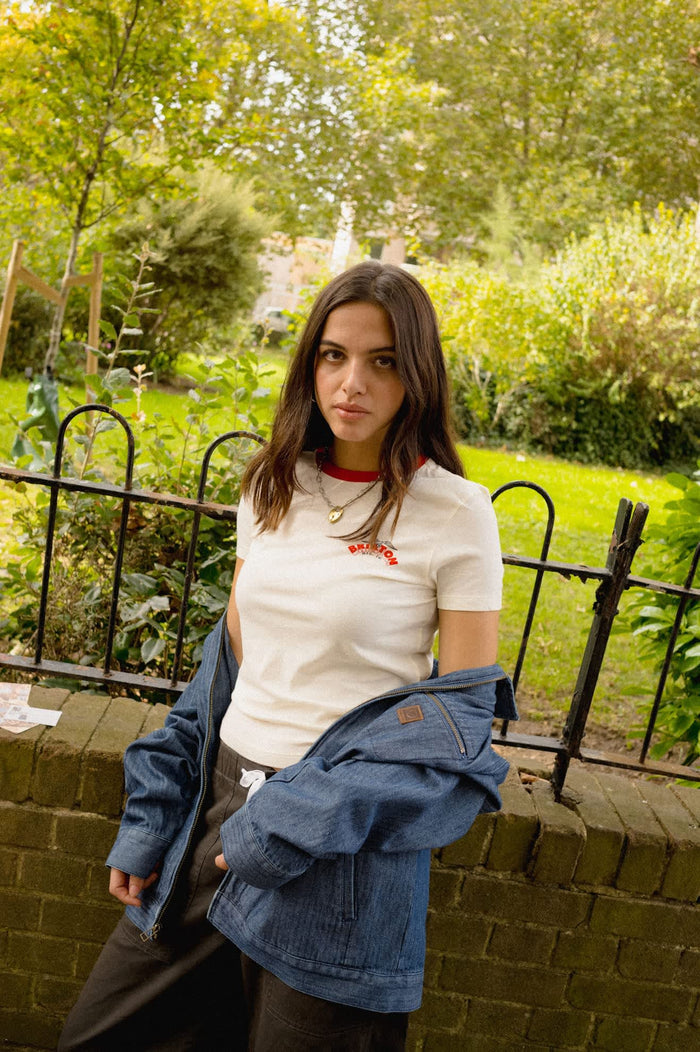 Women's Brixton Banner Slim Crew T-Shirt in the color Off White - Women's Lifestyle image