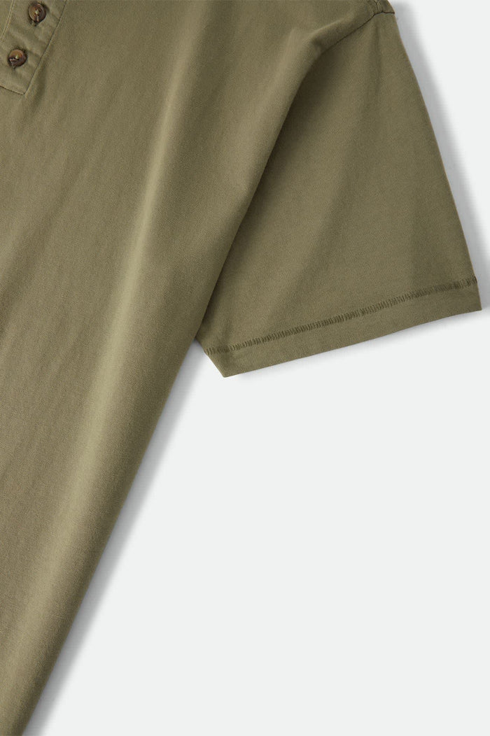 Men's Brixton Baseline Henley T-Shirt in the color Olive Surplus Vintage Wash - Additional Laydown image