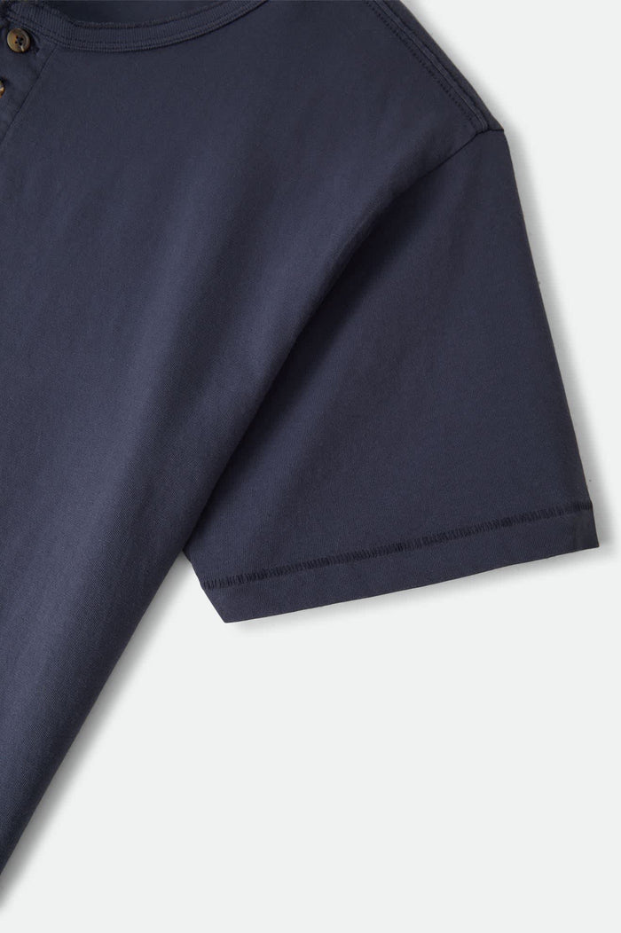 Men's Brixton Baseline Henley T-Shirt in the color Washed Navy Vintage Wash - Additional Laydown image