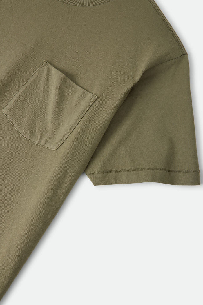 Men's Brixton Baseline Pocket T-Shirt in the color Olive Surplus Vintage Wash - Additional Laydown image