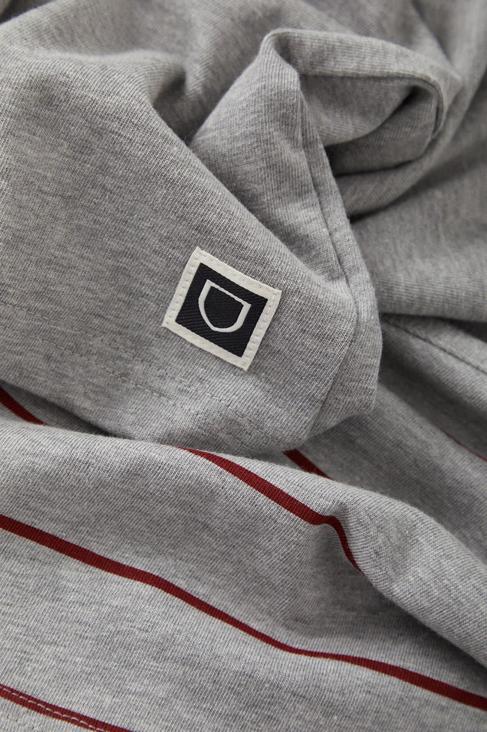Men's Brixton Football T-Shirt in the color Heather Grey/Maroon - Additional Laydown image