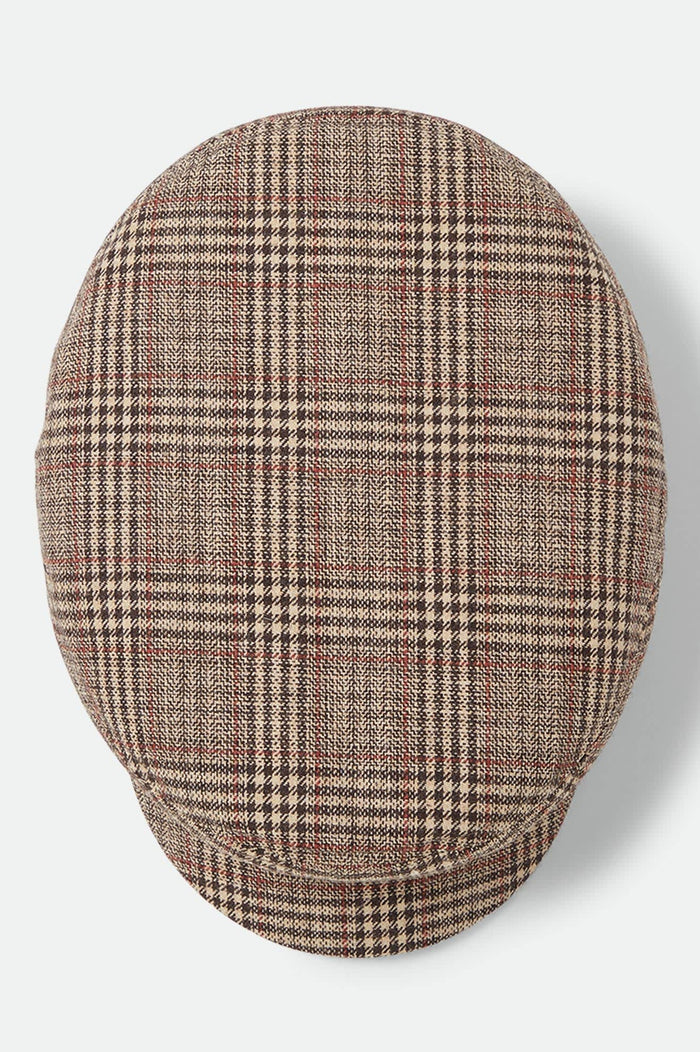 Unisex Fiddler Fisherman Cap in the color Brown/Tan/Red Plaid - Additional Laydown image