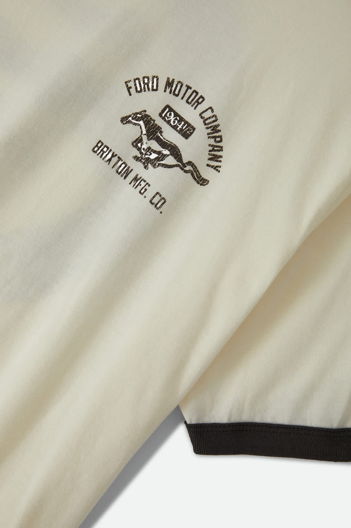 Men's Ford Mustang Ringer T-Shirt in the color Wimbledone White/Burnt Rubber - Additional Laydown image