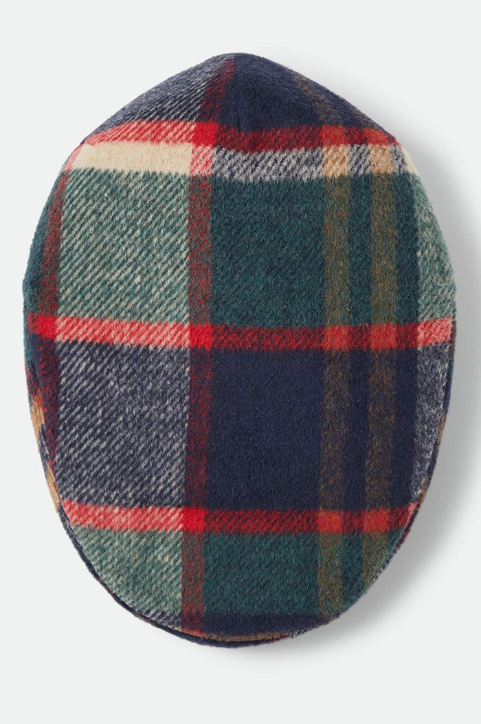 Unisex Hooligan Flat Cap in the color Navy/Green/Red/Cream - Additional Laydown image