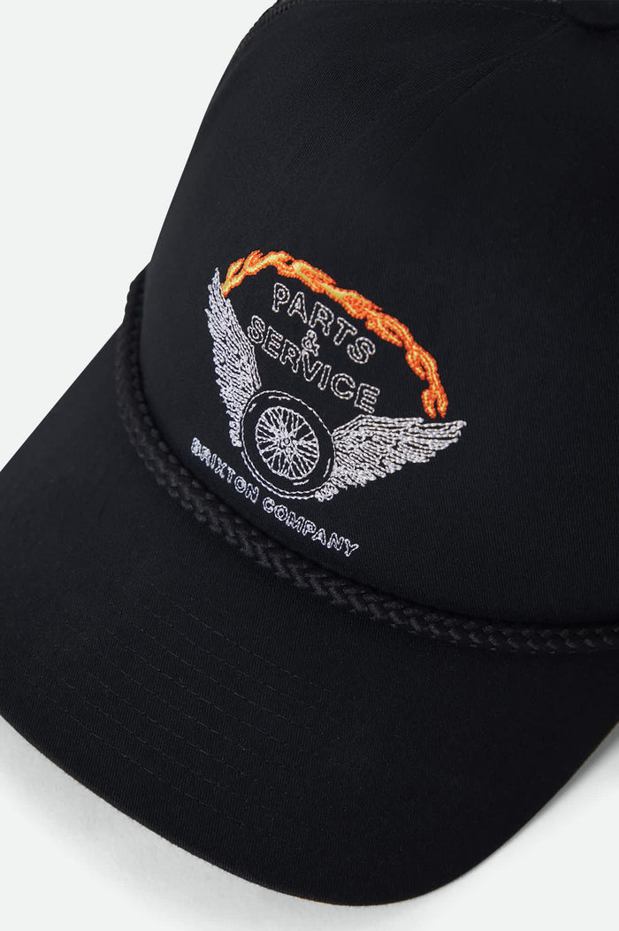 Unisex Leeway Trucker Hat in the color Black/Black - Additional Laydown image