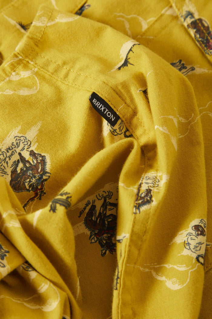 Men's Lone Star X Brixton Short Sleeve Shirt in the color Texas Gold - Additional Laydown image