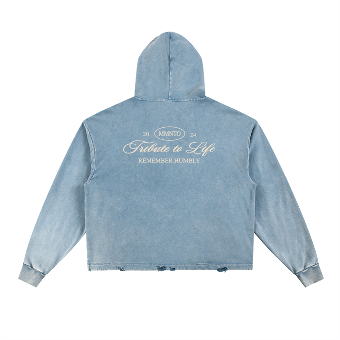Memento Vintage Washed Frayed-Hem Hoodie - Memento Mori Clothing