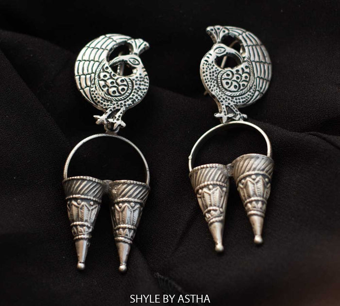 Mizoya Peacock Motif Quirky Earrings
