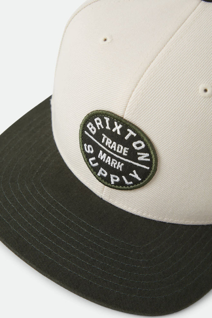 Unisex Oath III Snapback in the color Wax Paper/Dark Olive - Additional Laydown image
