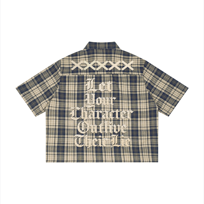 Unisex Plaid Boxy Short Sleeve Shirt - Memento Mori Clothing
