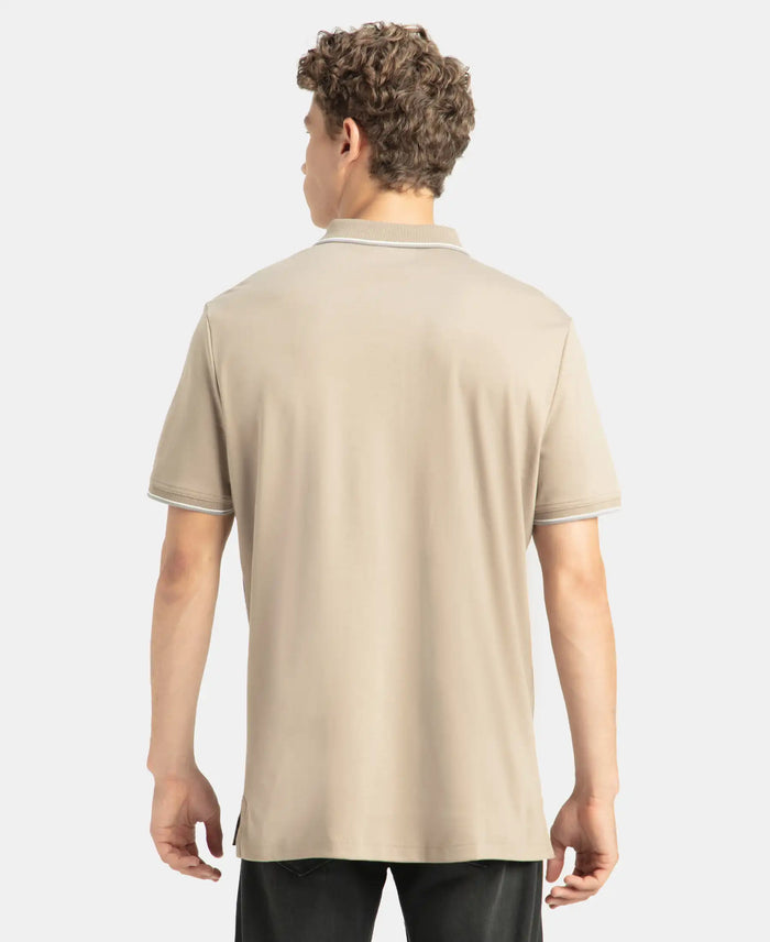 Pack of 2 Super Combed Cotton Rich Solid Half Sleeve Polo T-Shirt - Desert Taupe & Iceberg Green
