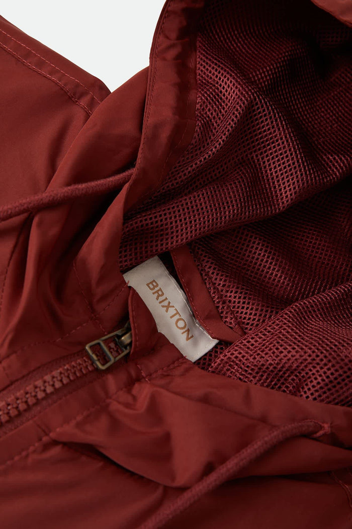 Women's Parsons Lightweight Hooded Windbreaker in the color Dark Brick/Whitecap - Additional Laydown image