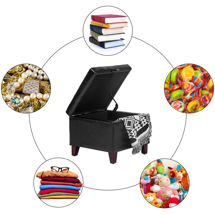 Pouf de rangement carré capitonné Orella 17,7 po