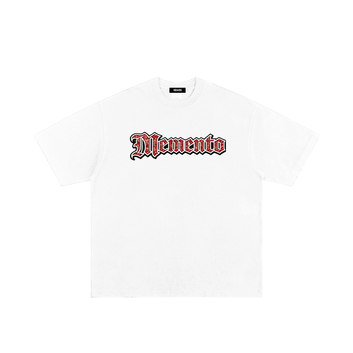 Red Paisley Logo Heavyweight Hand-frayed T-Shirt - Memento Mori Clothing