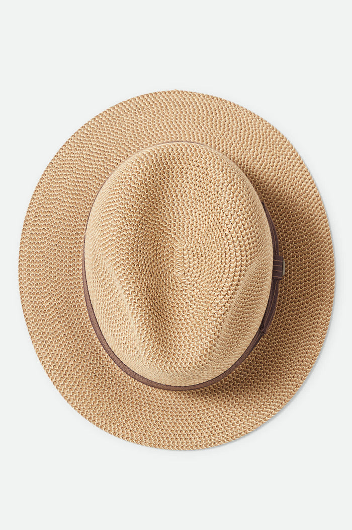Unisex Roma Straw Packable Fedora in the color Multi Brown/Chocolate - Additional Laydown image