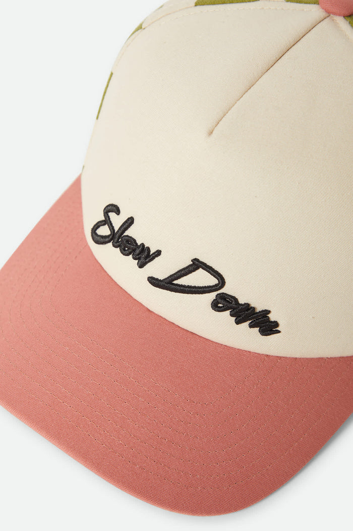 Women's Slow Down Snapback in the color Sublime Green Gingham/Whitecap/Italian Clay - Additional Laydown image