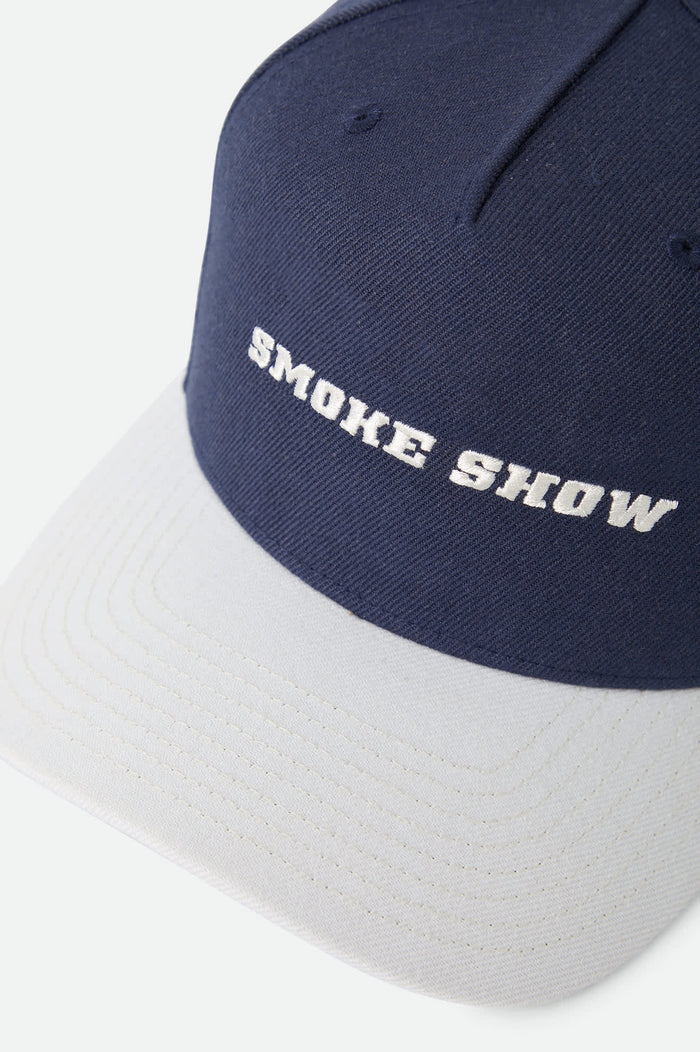 Unisex Smoke Show Snapback in the color Washed Navy/Whitecap - Additional Laydown image