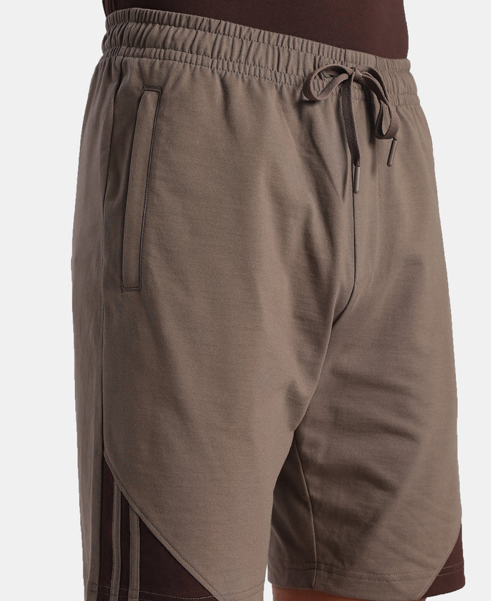 Super Combed Cotton Rich Straight Fit Shorts with Zipper Pockets - Dark Khaki & Java
