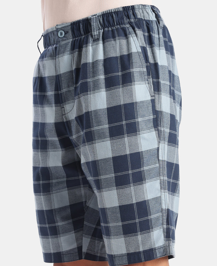Super Combed Mercerized Cotton Woven Fabric Bermuda with Side Pockets - Windward Blue & Navy