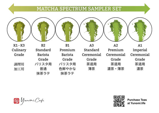 #1008.TX Matcha Quality Spectrum Sampler Set - A flight of 6 grades of matcha x 10g each