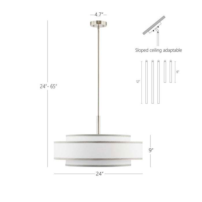 Aasim 5 - Lustre tambour à abat-jour clair
