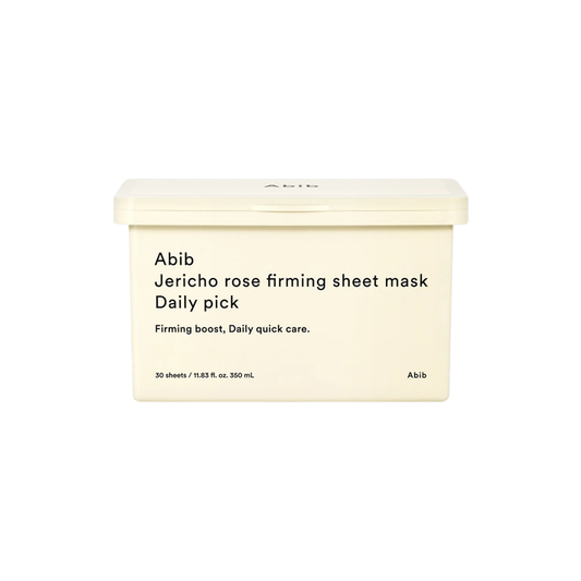 ABIB Jericho Rose Firming Sheet Mask Daily Pick is a daily treatment mask designed to deeply hydrate while helping improve skin elasticity and firmness. Enriched with Jericho Rose (Anastatica Hierochuntica) Extract and Trehalose, it helps revitalize and care for tired-looking skin. A blend of Hyaluronic Acid, peptides, and Adenosine delivers lasting moisture to keep skin smooth, plump, and refreshed. The 0.3mm ultra-slim vegan sheet adheres comfortably to help absorb the nourishing essence, prov