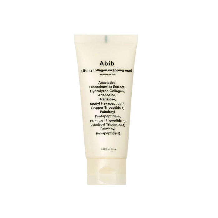 ABIB Lifting Collagen Wrapping Mask Jericho Rose Film is a firming treatment designed to improve skin elasticity and enhance radiance. Formulated with ultra-low molecular Collagen and Peptides, it helps support a lifted, smoother-looking appearance while reducing the look of pores. Enriched with Jericho Rose Extract and nourishing ingredients, it delivers hydration and helps remove dead skin cells for a refreshed complexion. The cream-to-film texture wraps the skin for optimal absorption, leavin