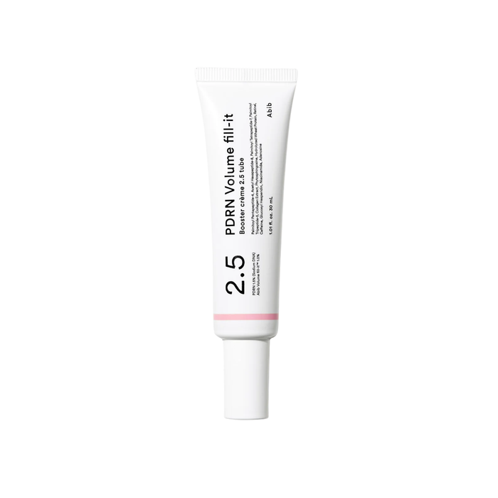 ABIB PDRN Volume Fill-it Booster Crème 2.5 Tube is a lightweight and firming formula designed to boost skin volume and improve elasticity. Enriched with 15,000ppm PDRN and 10,000ppm Volufiline, it helps enhance skin fullness while reducing the appearance of wrinkles. With Retinal and Peptides, this cream smooths fine lines and refines skin texture. Added Ceramides, Squalane, and Panthenol help support the skin barrier and provide lasting hydration, leaving your skin looking plump, firm, and revi