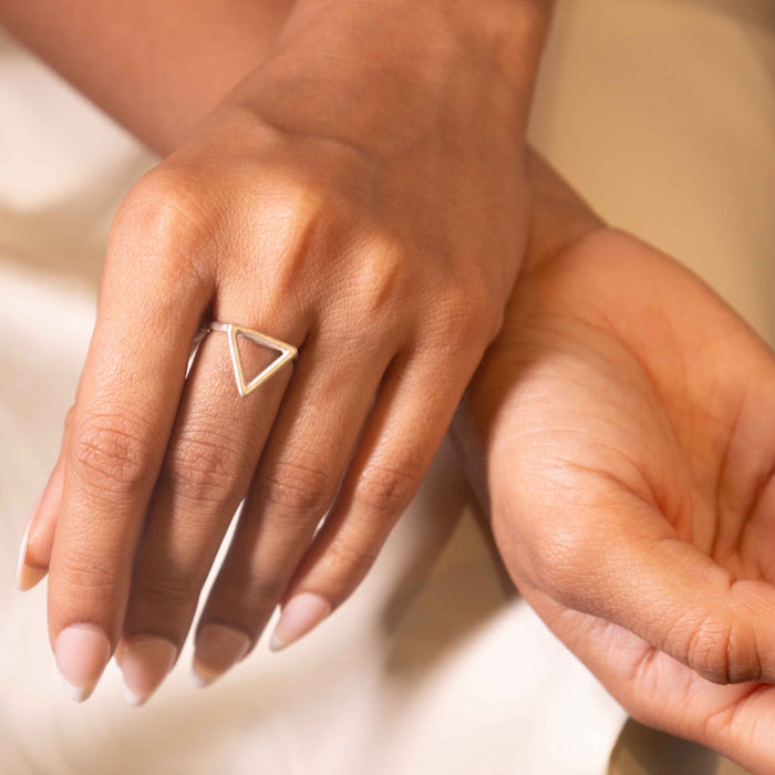 Adya Carved Trikon Ring