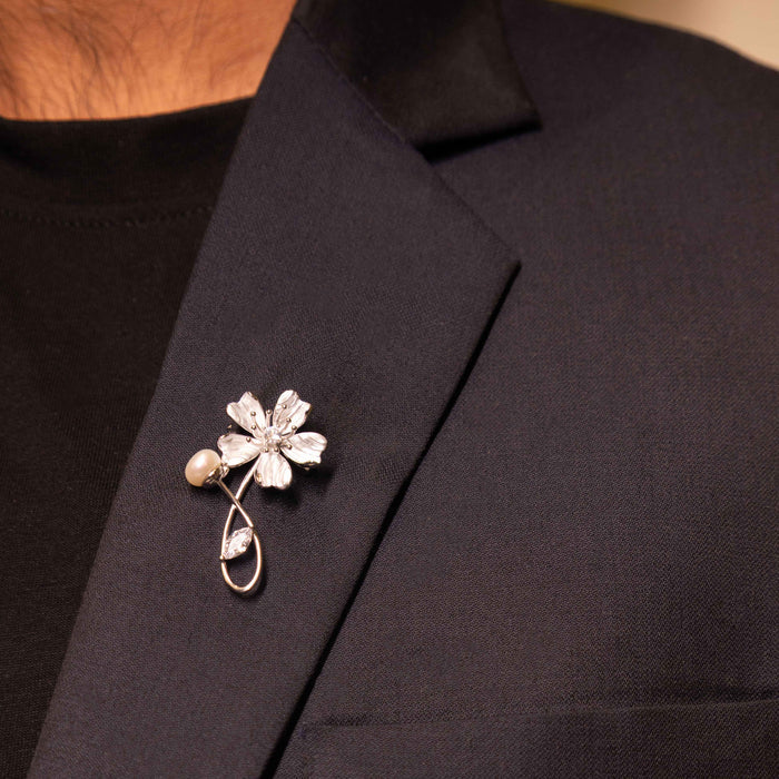 Adya Pearl White Blossom Brooch Cum Pendant