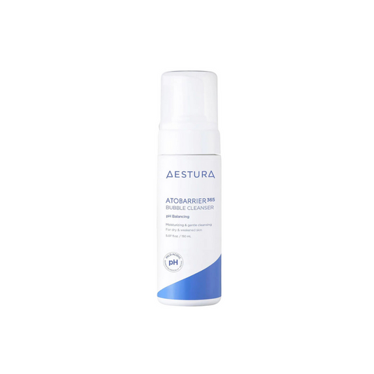 AESTURA Atobarrier 365 Bubble Cleanser is a gentle, foaming cleanser designed to cleanse and soothe the skin without stripping its natural moisture. Enriched with hydrating Glycerin, Vitamin E, and calming Green Tea Extract, this cleanser effectively removes impurities while maintaining the skin’s moisture barrier. The mild formula, featuring plant-derived surfactants, provides a thorough yet gentle cleanse, making it ideal for sensitive skin. Perfect for daily use, it leaves the skin feeling re