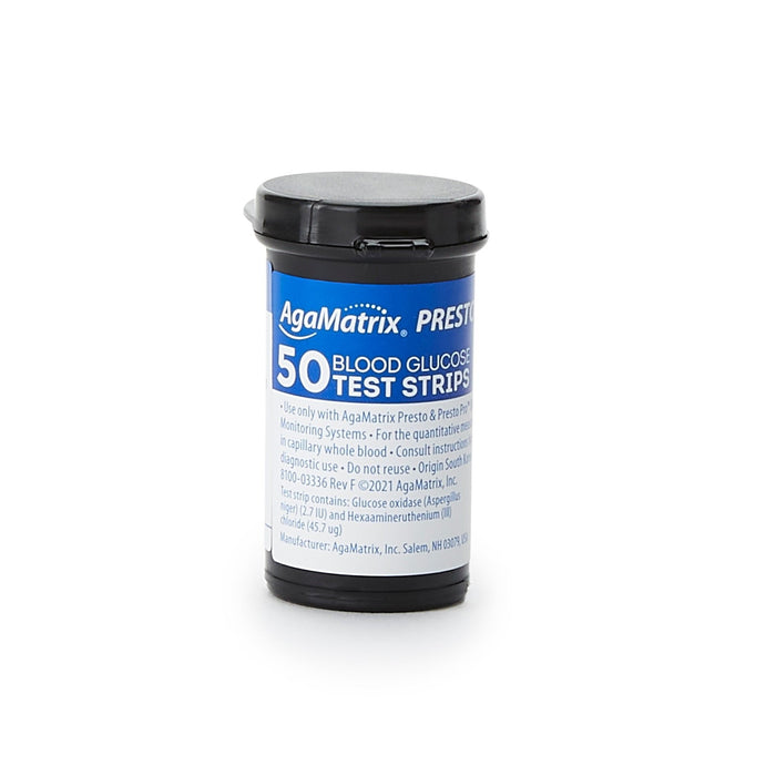 AgaMatrix Presto Blood Glucose Test Strips, 50 Count - 8000-03329-Box - LL Medico