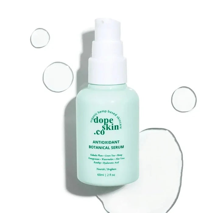 Dope Skin Co. antioxidant botanical serum bottle on a white background