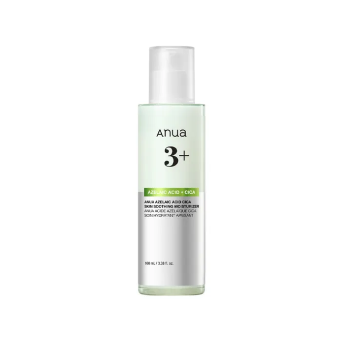 ANUA Azelaic Acid Cica Skin Soothing Moisturizer is a calming cream designed to soothe redness while improving overall skin clarity. Formulated with Azelaic Acid, it helps refine uneven tone and support blemish-prone skin. Centella Asiatica Extracts and Madecassoside help calm irritation and strengthen the skin barrier, while Squalane and multiple forms of Hyaluronic Acid provide lasting hydration. The lightweight yet nourishing texture absorbs smoothly, leaving skin balanced, comfortable, and r