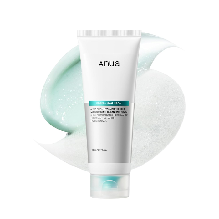 ANUA PDRN Hyaluronic Acid Moisturizing Cleansing Foam is a hydrating daily cleanser that gently removes impurities without stripping the skin. Enriched with PDRN (Sodium DNA) and multiple forms of Hyaluronic Acid, it helps deliver deep moisture while maintaining a healthy, radiant complexion. Hydrolyzed Collagen supports skin elasticity, while Ceramide NP, Panthenol, and Allantoin help strengthen and soothe the moisture barrier. The soft cream texture transforms into a rich, cushiony lather, lea