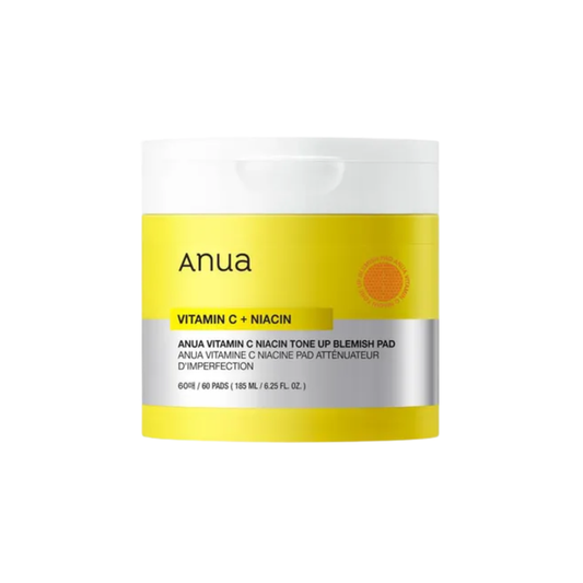 ANUA Vitamin C Niacin Tone Up Blemish Pad is a brightening toner pad designed to help improve dark spots, uneven tone, and dull skin. Formulated with Vitamin C and 2% Niacinamide, it supports a clearer and more radiant complexion while helping to reduce the appearance of blemishes and hyperpigmentation.

Enriched with PHA and LHA, it gently smooths rough texture without stripping the skin, while Panthenol and Hyaluronic Acid provide soothing hydration. The dual-sided pad features an embossed sid
