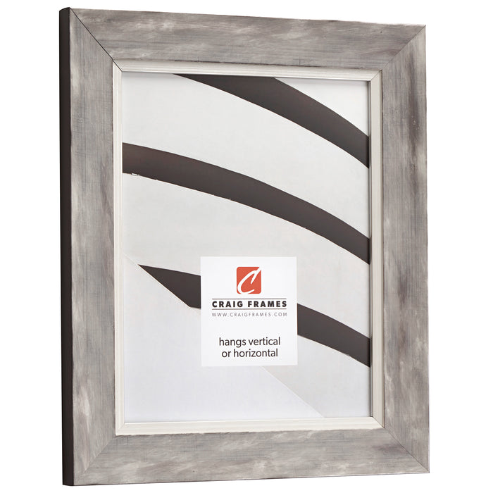 Aristocrat 1.625", Distressed White and Silver Picture Frame