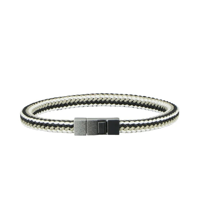 Nine vibrant ATHISON SQUARE BRAIDED COTTON BRACELET IN AIR V2 bracelets, each with "Athison" labels and silver connectors, fan out in red, blue, black, white, beige, and gray. Eco-friendly and made in Italy.