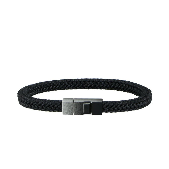 Nine square braided cotton bracelets from ATHISON, each in a different color and finished with metal connectors, display outstanding craftsmanship and are made in Italy.