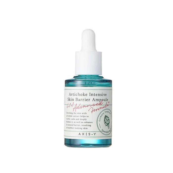 AXIS-Y Artichoke Intensive Skin Barrier Ampoule is a nourishing serum designed to strengthen and protect the skin barrier. Infused with 10,000ppm of Artichoke Leaf Extract, this ampoule helps to tighten pores and improve skin texture. The formula is enriched with soothing ingredients like Aloe Vera and Centella Asiatica Extract, providing deep hydration and calming irritated skin. With additional benefits from Licorice Root Extract and Sodium Hyaluronate, this ampoule leaves your skin feeling sm