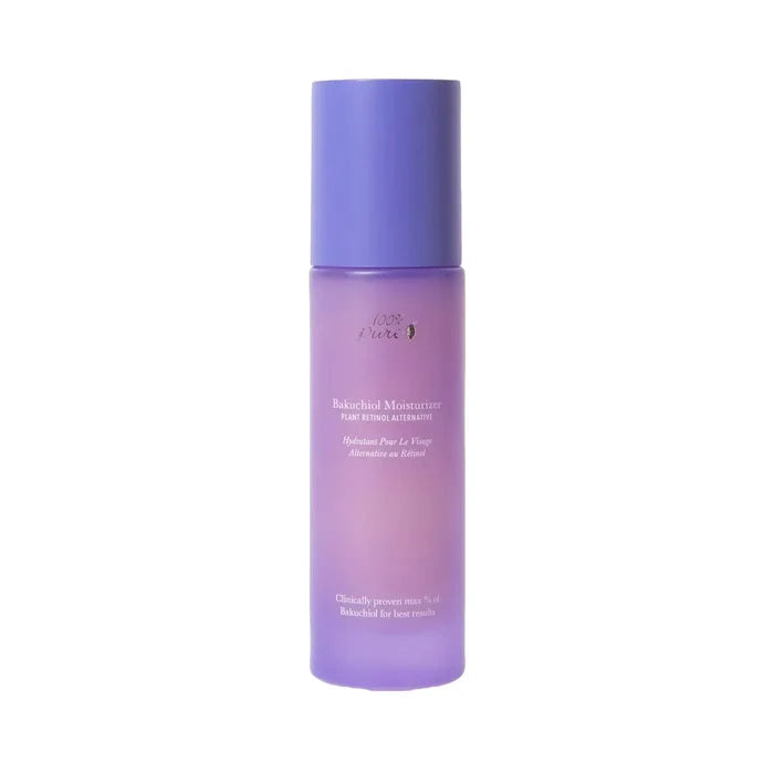Bakuchiol Moisturizer 50ml bottle with purple design for natural skin rejuvenation