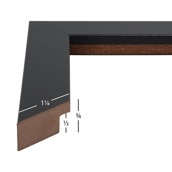 Bauhaus 125 1.25", Matted Mystic Satin Black Picture Frame - 4 Piece Set