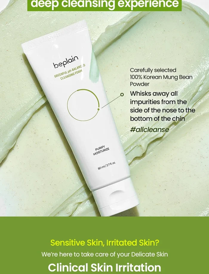 Beplain Mung Bean PH-Balanced Cleansing Foam 80Ml