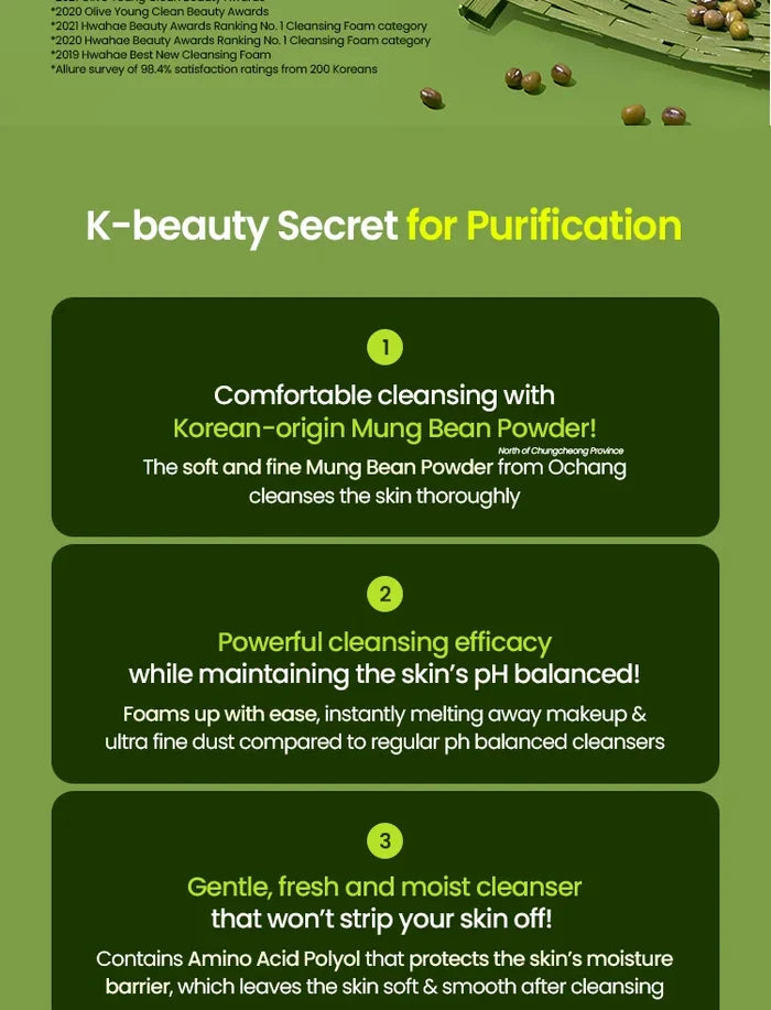 Beplain Mung Bean PH-Balanced Cleansing Foam 80Ml