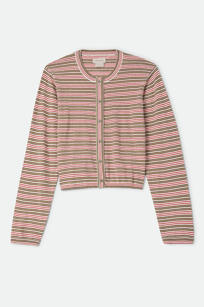 Women's Bixby Lightweight Cardigan in the color Green Multi Stripe - Front Product View