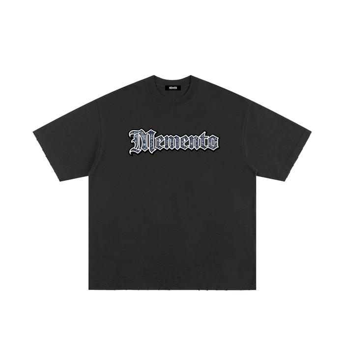 Blue Paisley Logo Heavyweight Hand-frayed T-Shirt - Memento Mori Clothing